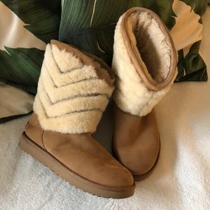 Ugg Tania chevron fur boots